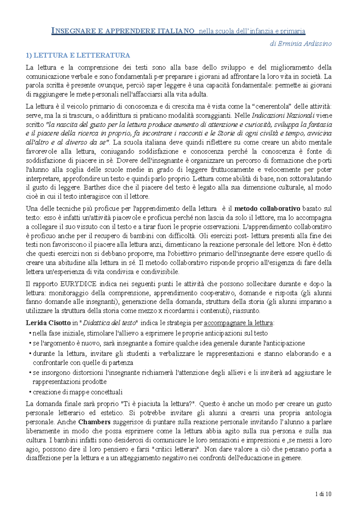 INSEGNARE E APPRENDERE ITALIANO nella scuola dell’infanzia e primaria ...