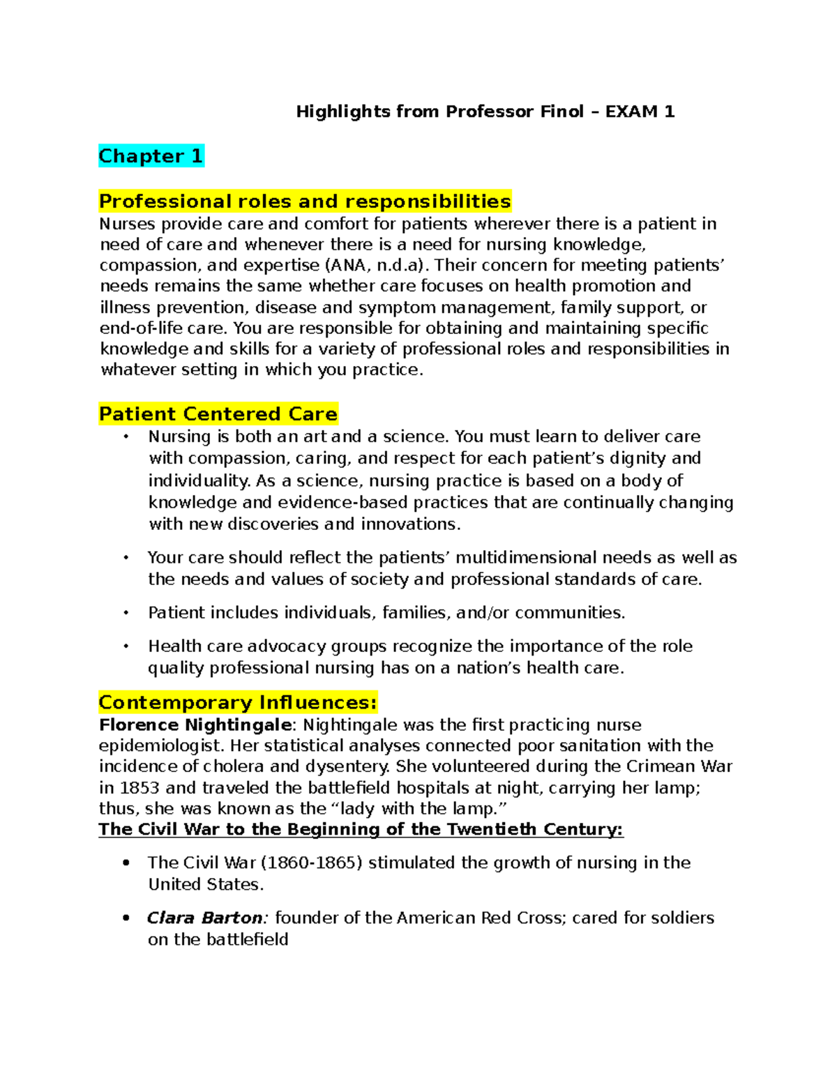 Test 1 Fundamentals (Chapters 1-6, 15-20) Highlights and Key Concepts ...