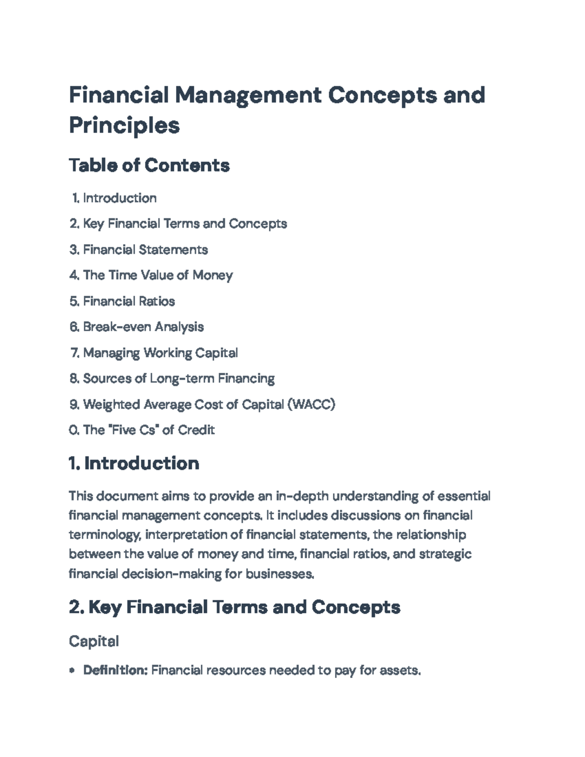 Financial Management Concepts and Principles Overview - Financial ...