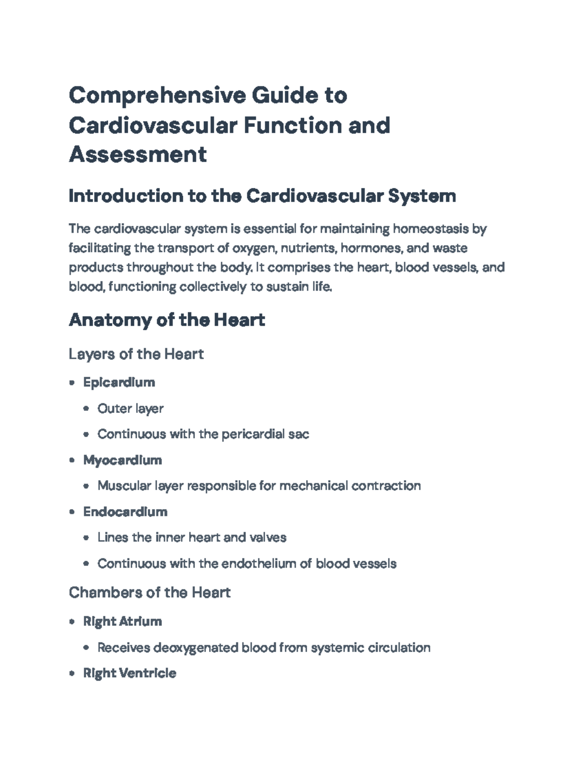 Comprehensive Guide to Cardiovascular Function & Assessment (CV 101 ...