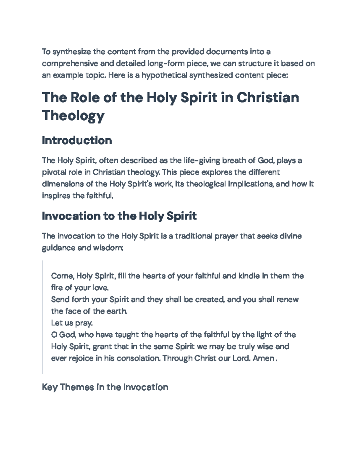 The Role of the Holy Spirit in Christian Theology - Course Code ...