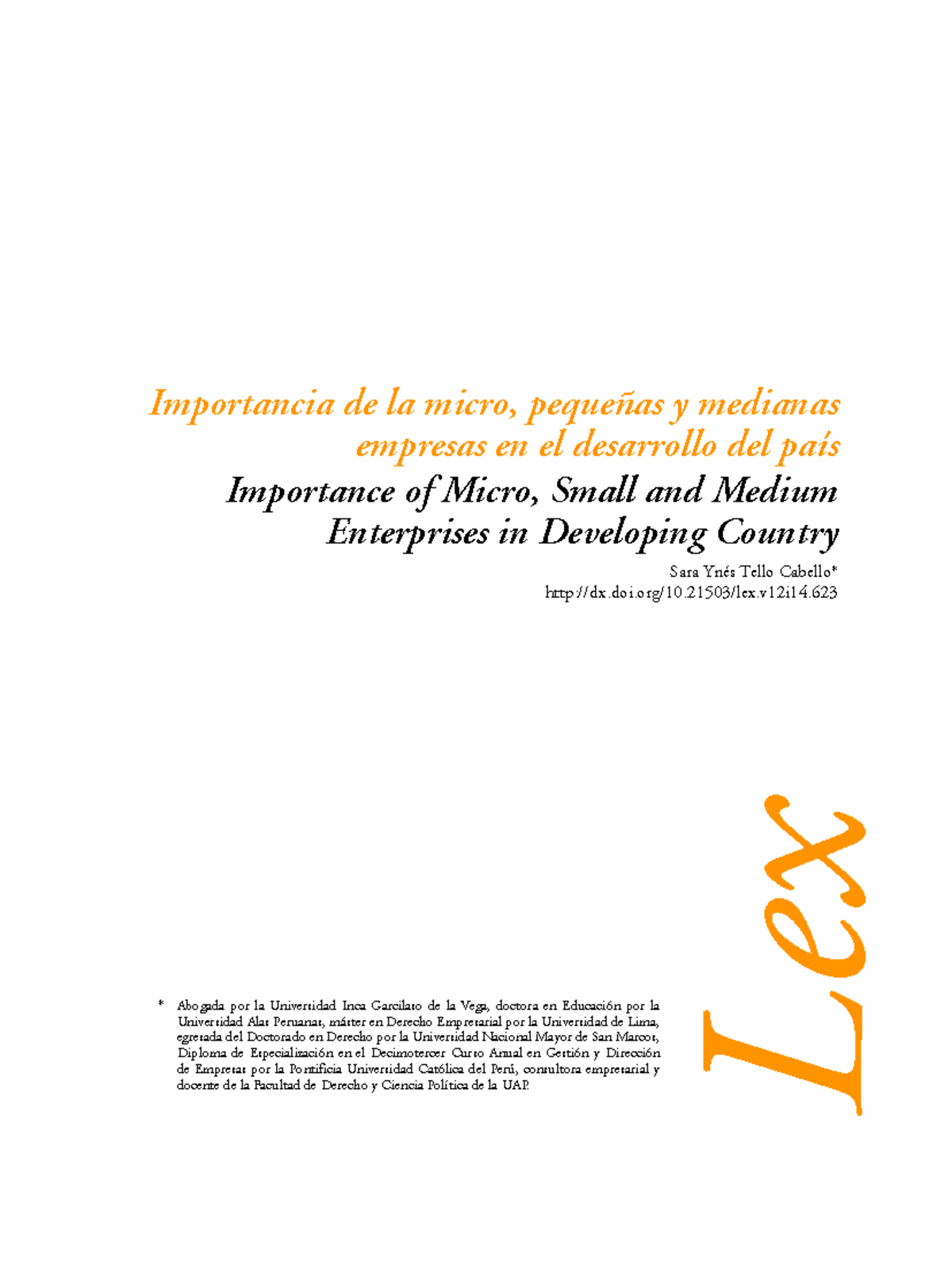 Importancia de las MIPYMES en el Desarrollo Económico del Perú LEX 14 ...