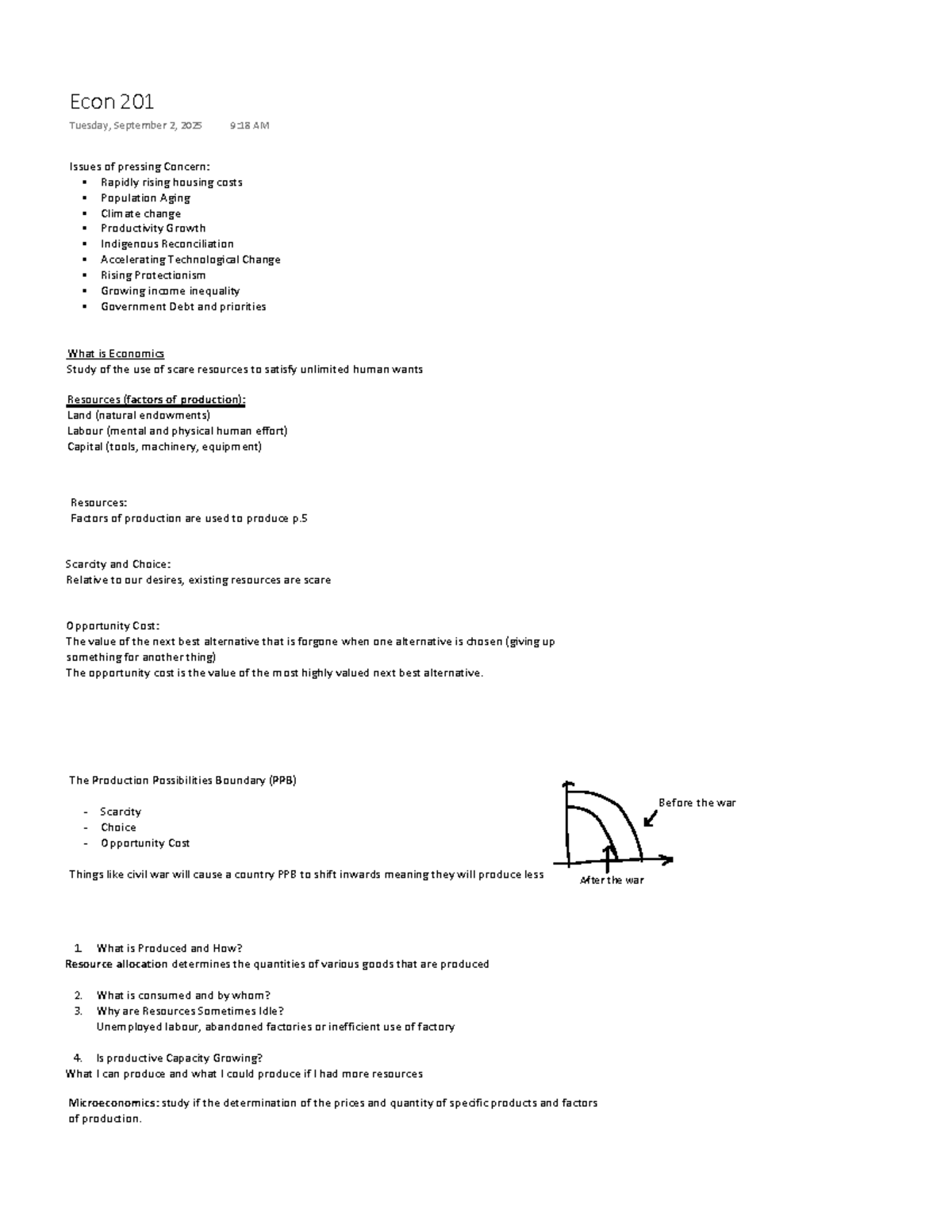 Econ 201 - Key Concepts in Microeconomics: Lecture Notes - Studocu