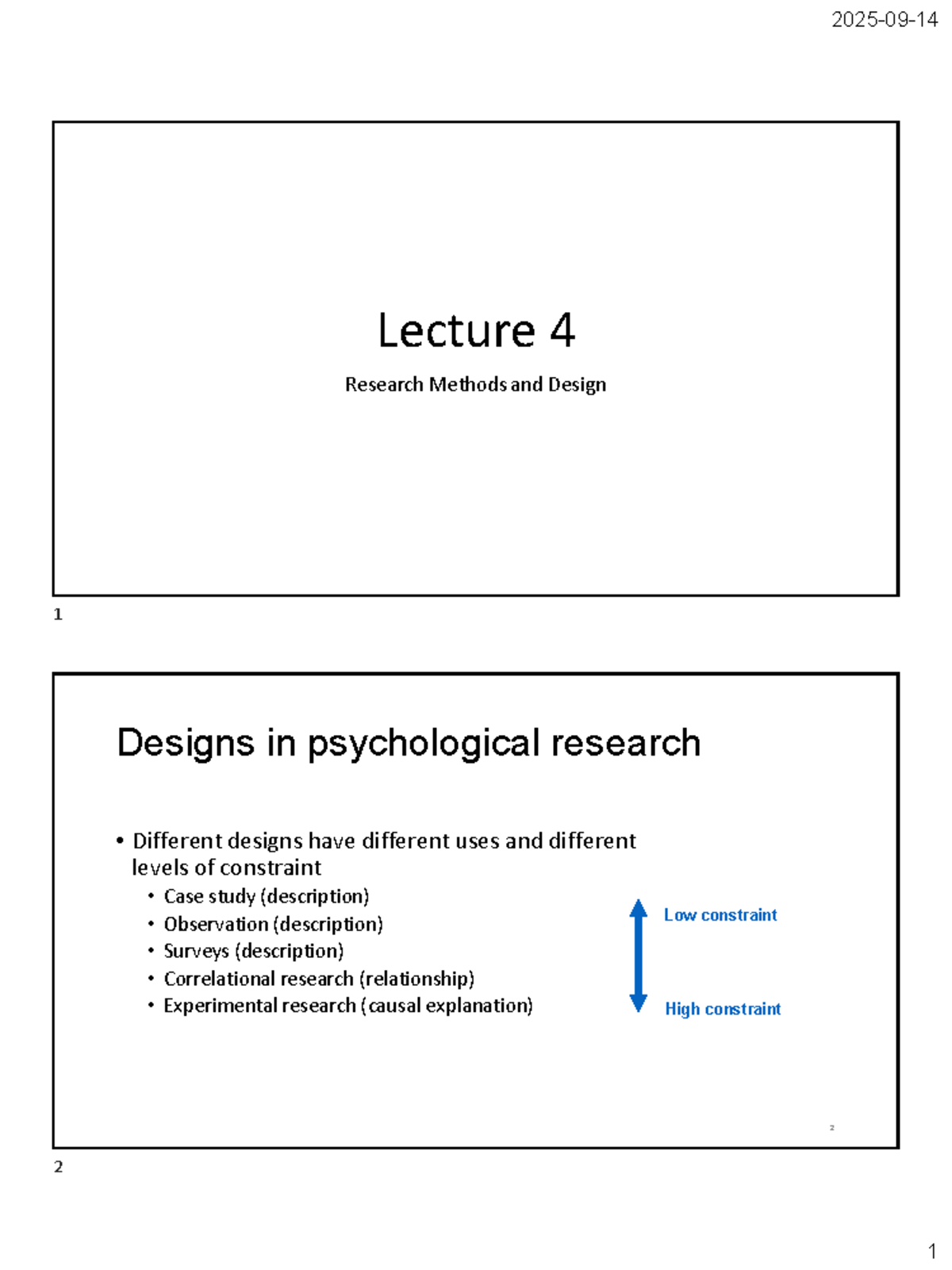 Lecture 4 - Research Methods & Design: Key Concepts in Psychology - Studocu