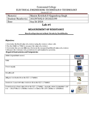 EET-117 LAB 6 24W - EET-117 LAB 6 24W - Centennial College ELECTRICAL ...