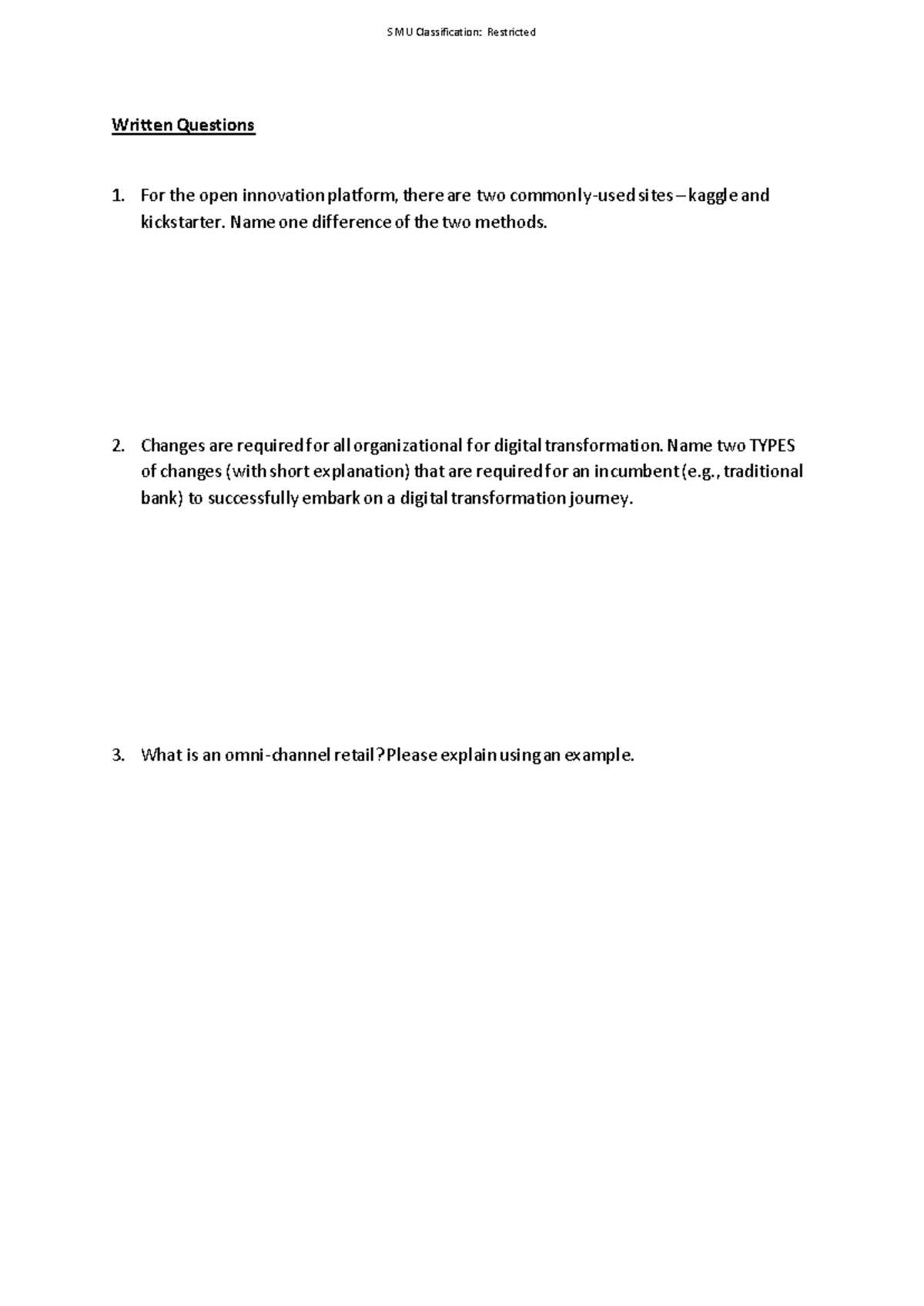 IS215 sample exam questions - SMU Classification: Restricted Written ...