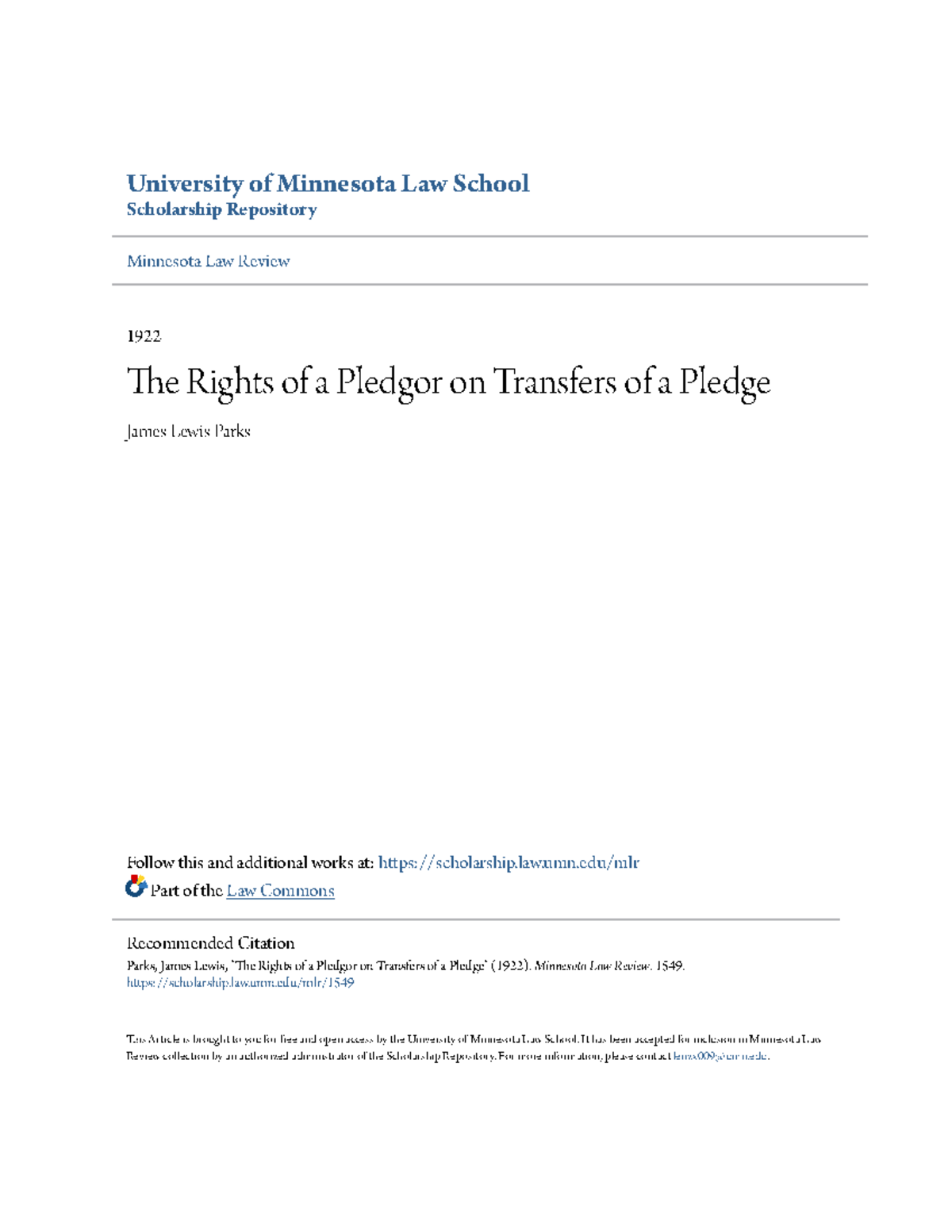 Rights of a Pledgor: Transfers of a Pledge (LLB Notes) - Studocu