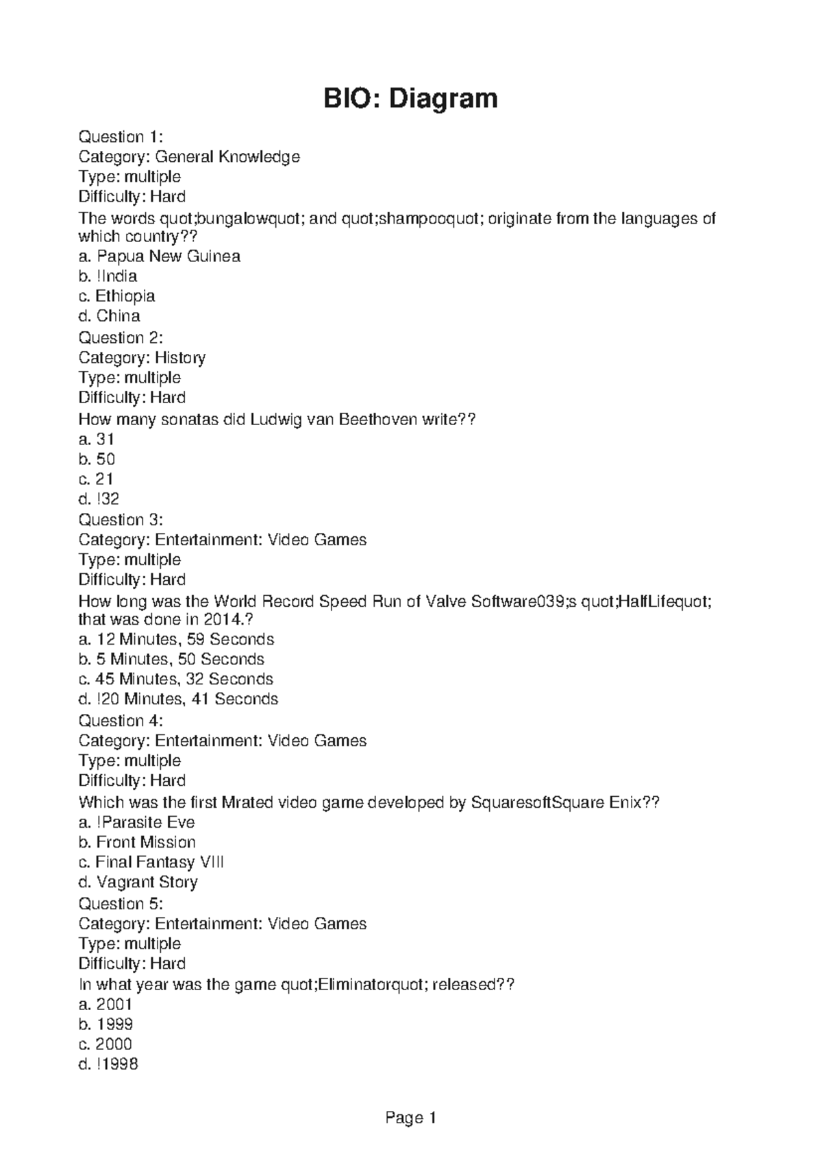 BIO288-Presentation-2 - BIO: Diagram Question 1: Category: General ...