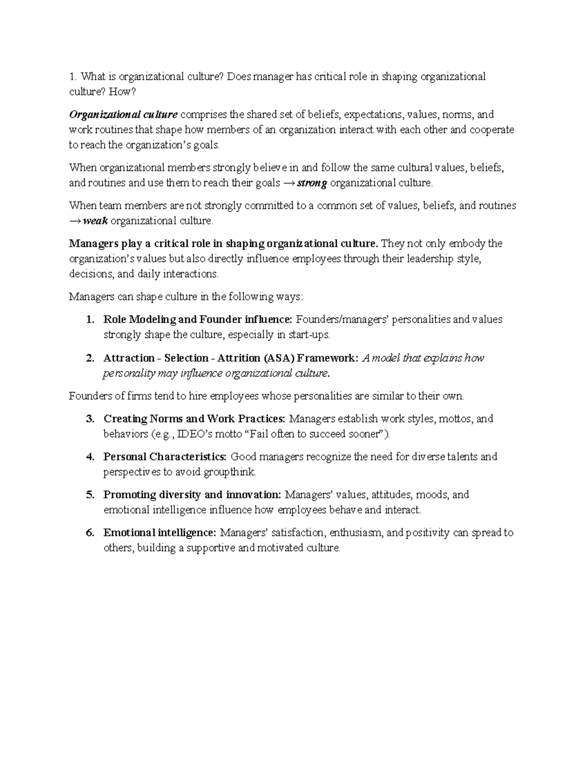 Organizational Culture & Managerial Influence: UEL Assignment 2 - Studocu