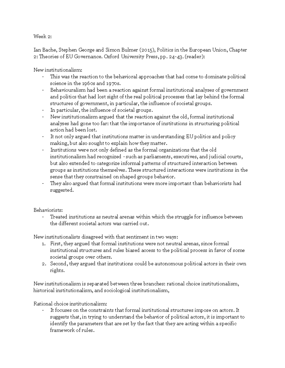 LPP Revision: Theories of EU Governance and New Institutionalism ...