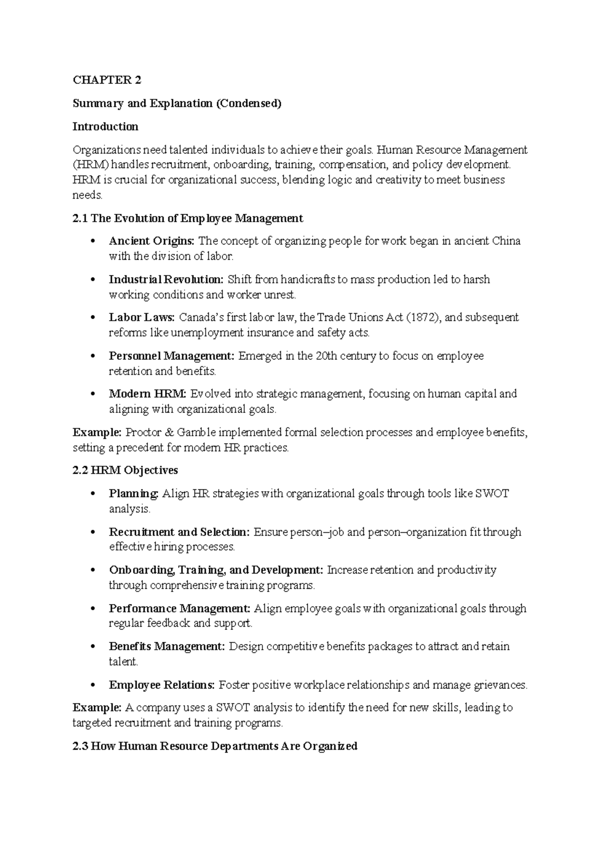Chapter 2 - notes - CHAPTER 2 Summary and Explanation (Condensed ...