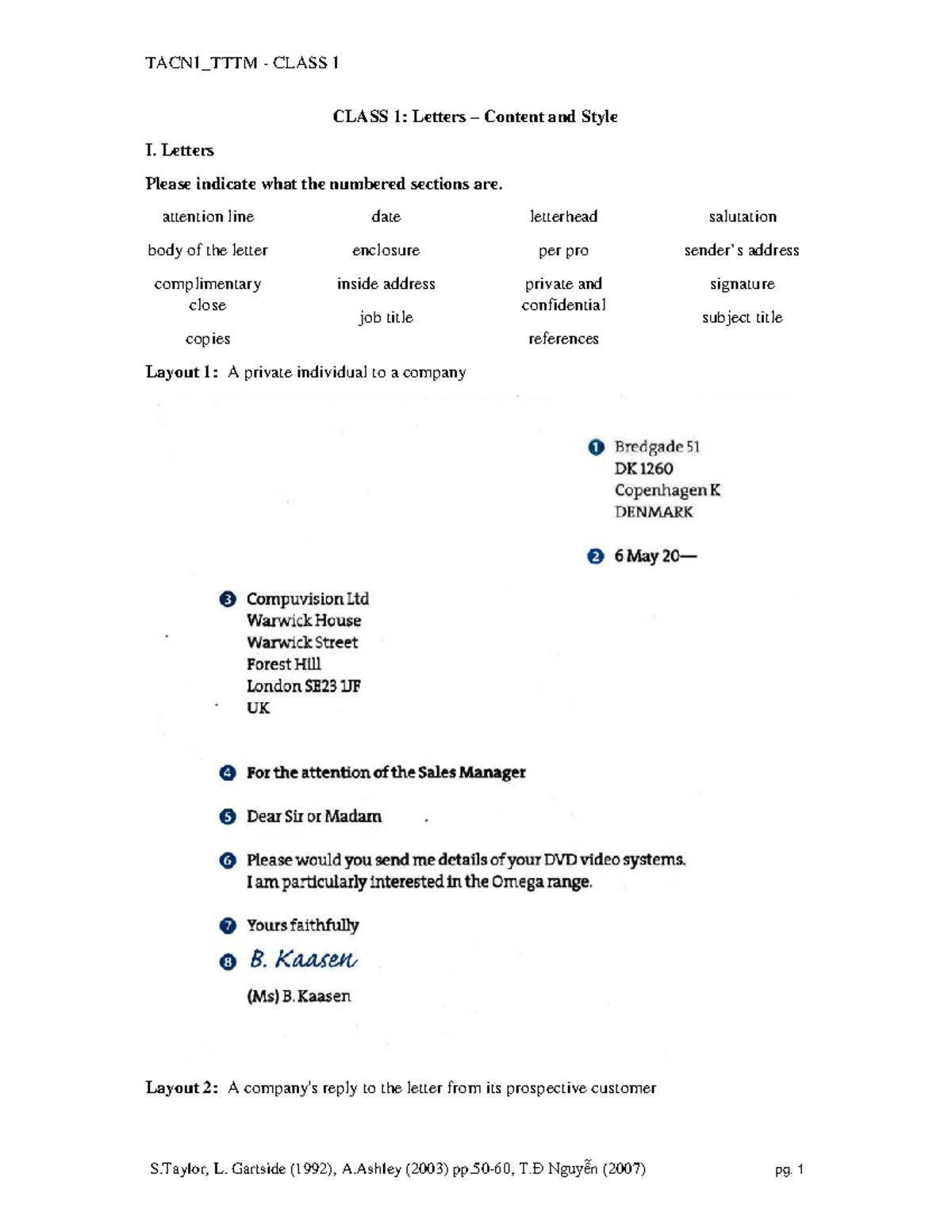 Class-1-Tasks - Class Task Lesson 1 - CLASS 1 : Letters – Content and ...