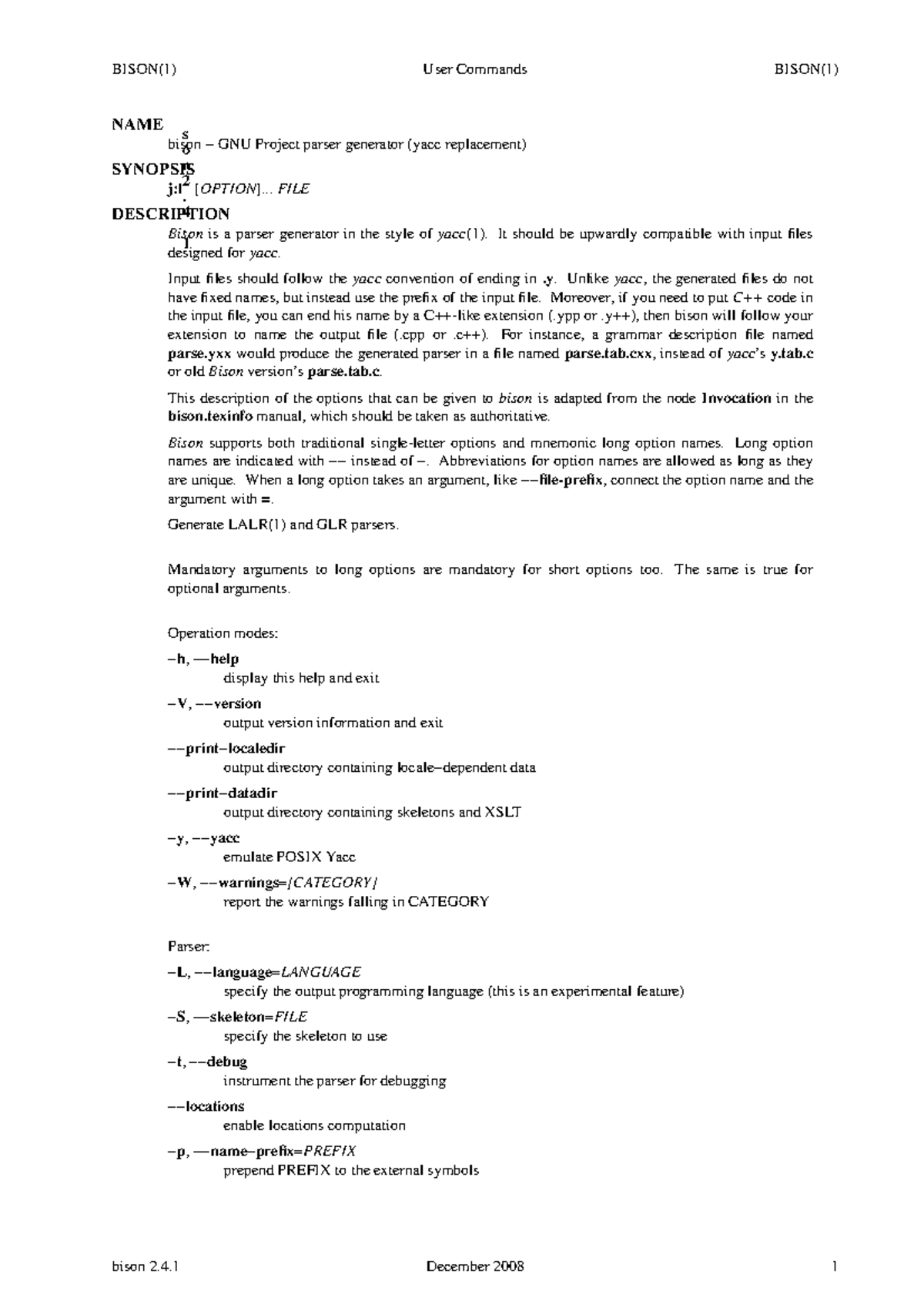 Bison-man - xzdvxcvxcvvxcfsdfsdf - BISON(1) User Commands BISON(1) NAME ...