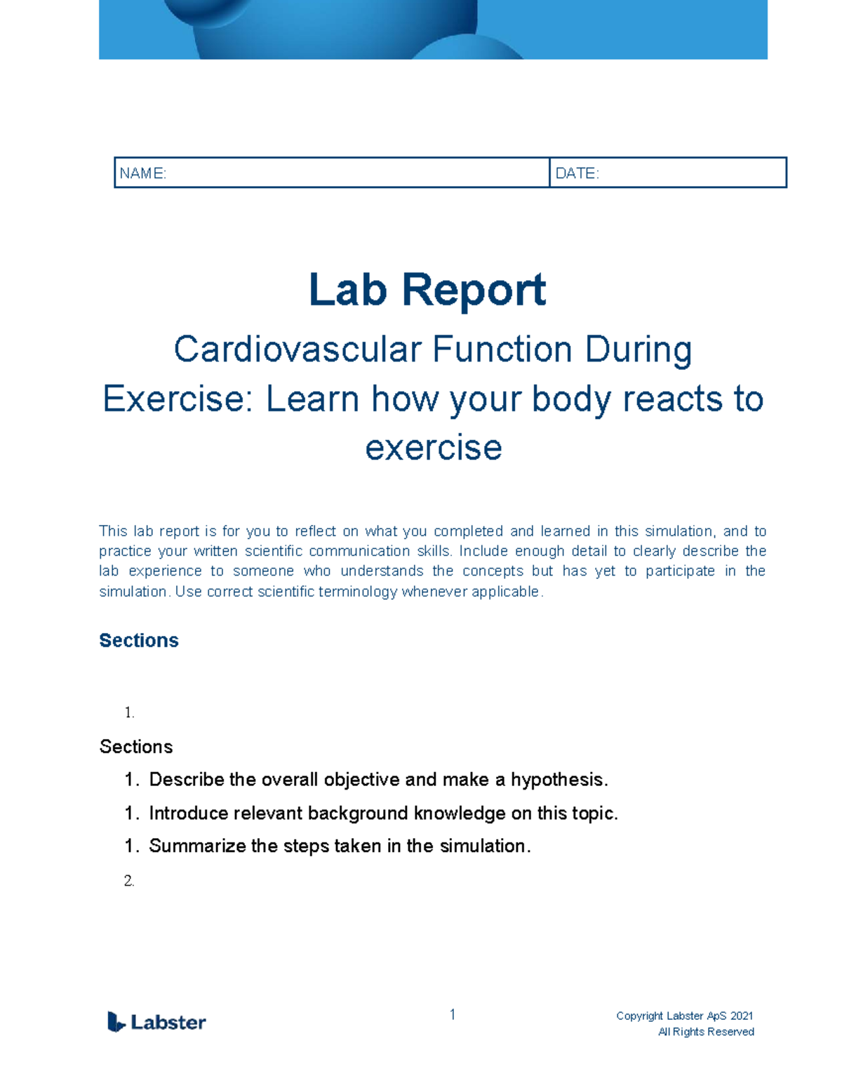 Lab Report: Cardiovascular Function During Exercise (BIO101) - Studocu