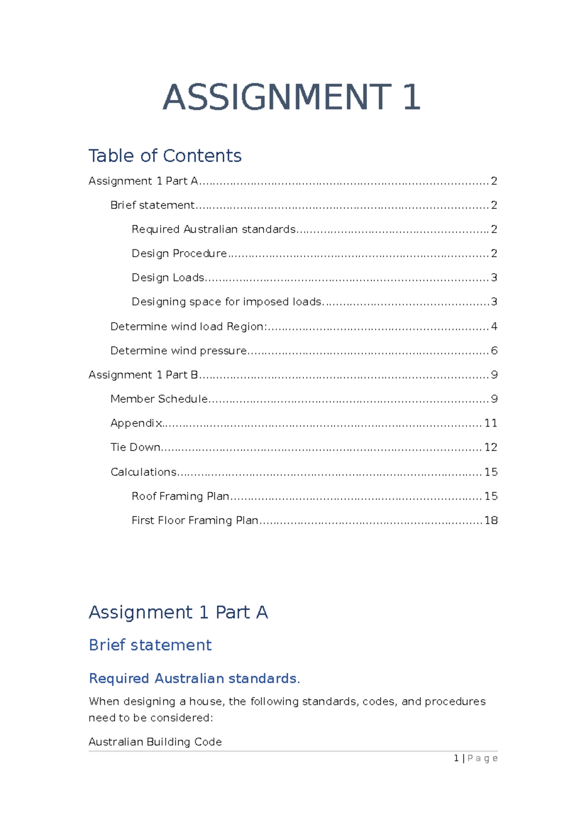 Assignment 1: Structural Design Procedures and Standards Analysis - Studocu