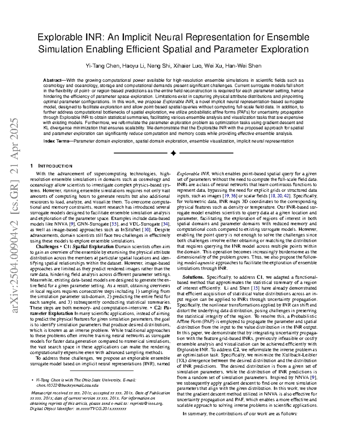 Explorable INR: Efficient Ensemble Simulation & Parameter Exploration ...