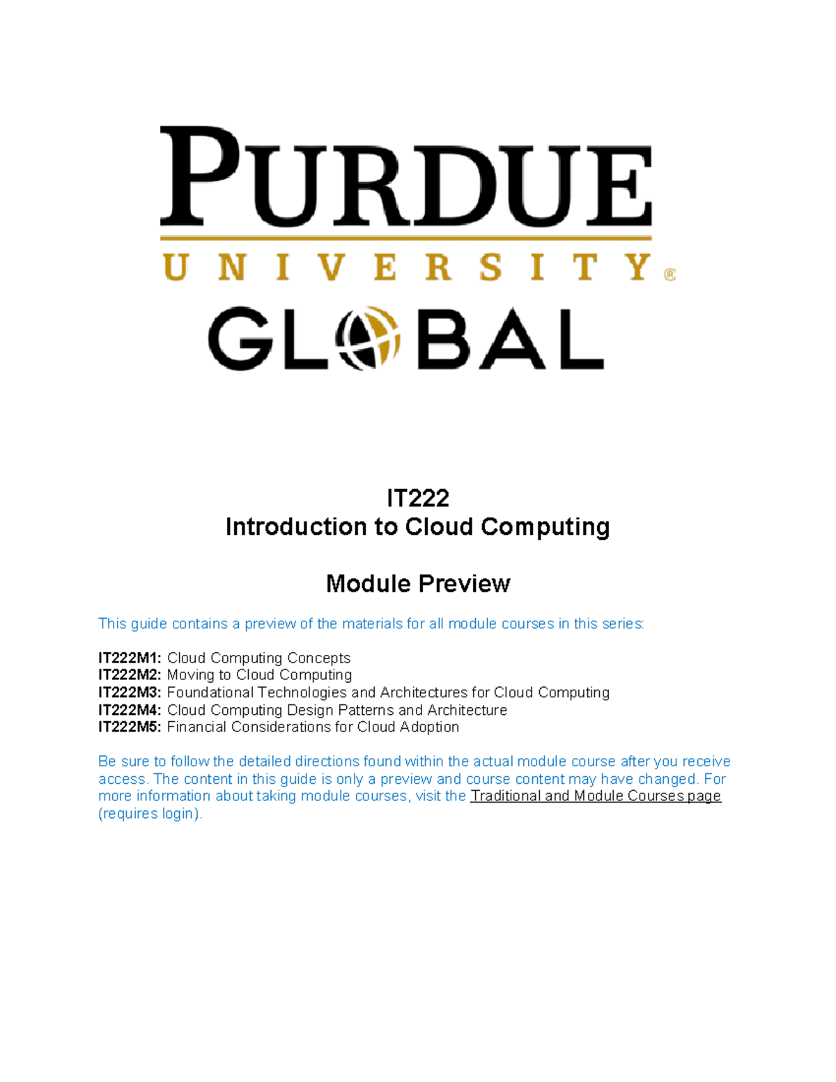 IT222 Cloud Computing Modules Overview and Preview Guide - Studocu