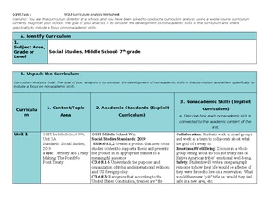 D630 GGN1 Task 1 - Curriculum Analysis for Nonacademic Skills - Studocu