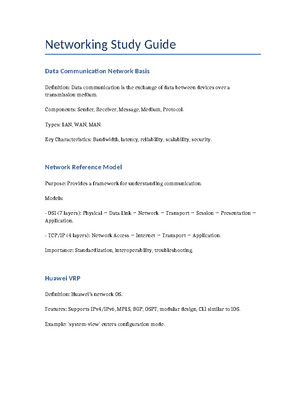 Networking Study Guide: Data Comm & Network Basics (CS101) - Studocu