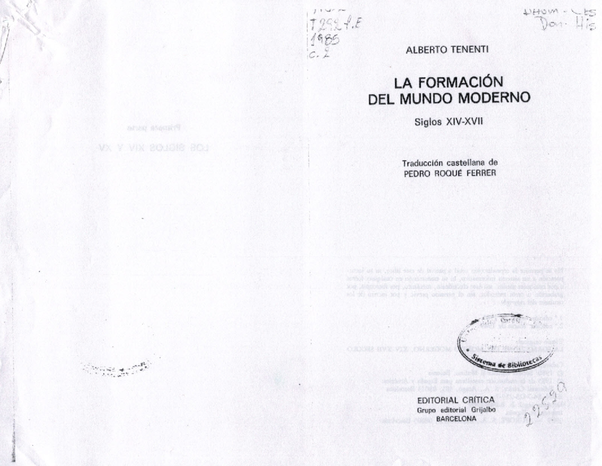 Tenenti, A. - La formación del mundo moderno (siglos XIV-XVII) - Document Preview