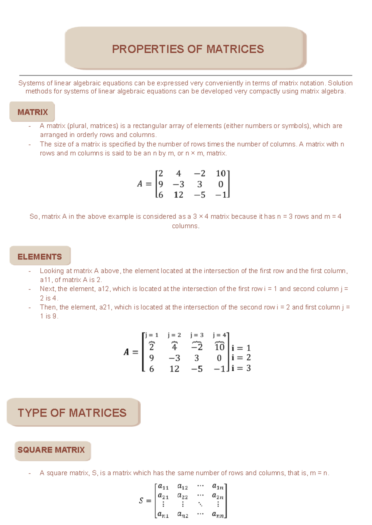 Numerical Solutions in Matrix Algebra - A Comprehensive Guide - Studocu