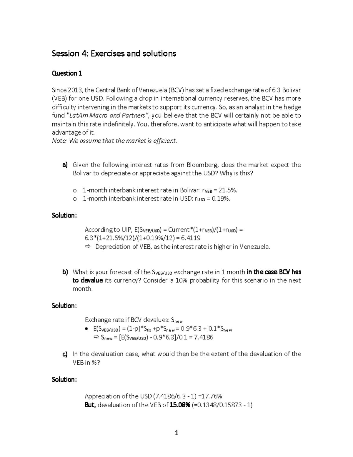 2026 Session 4: Exchange Rate Analysis Exercises & Solutions - Studocu