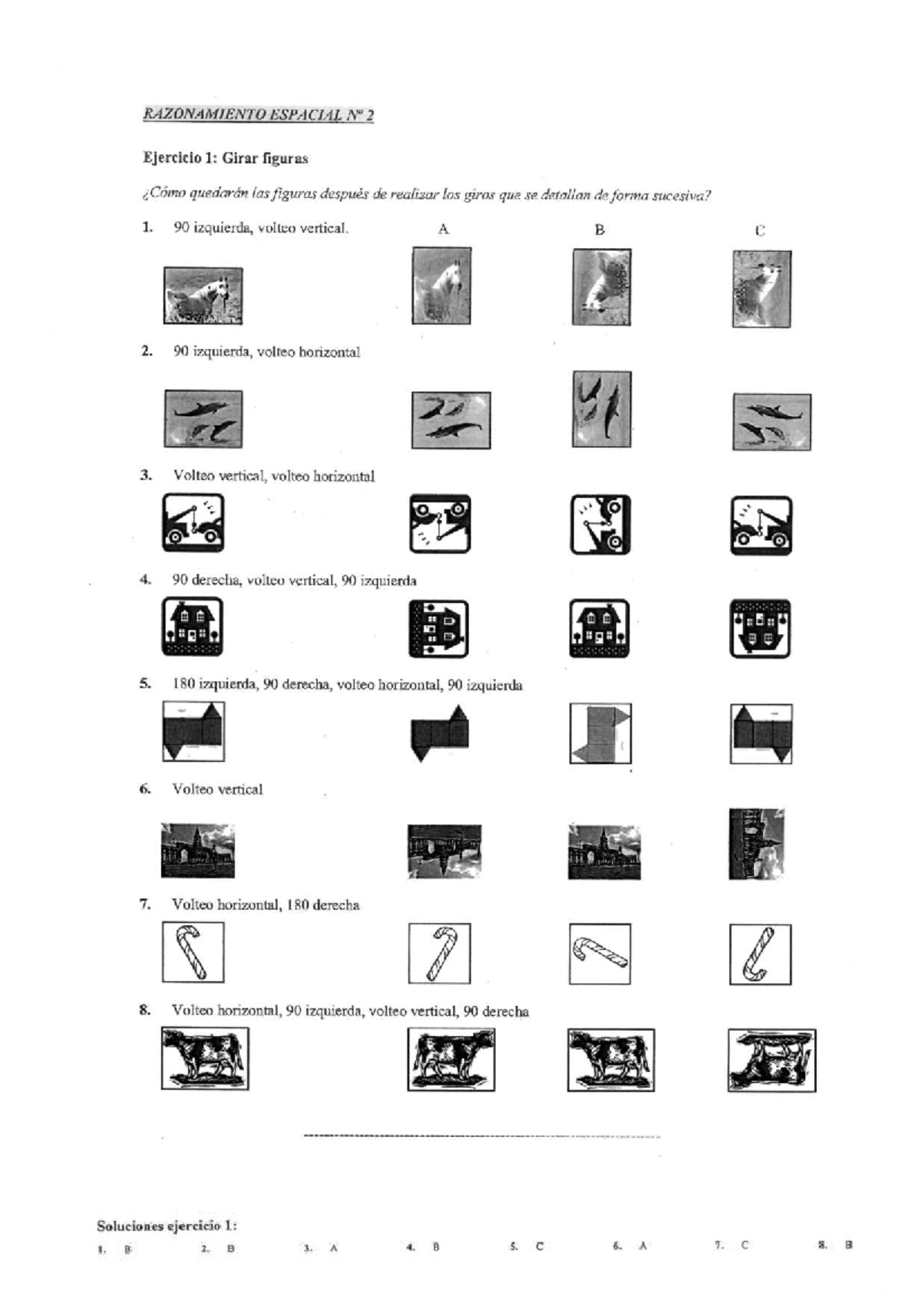 RAZONAMIENTO ESPACIAL 2 - Ejercicio 1: Giros de Figuras - Document Preview