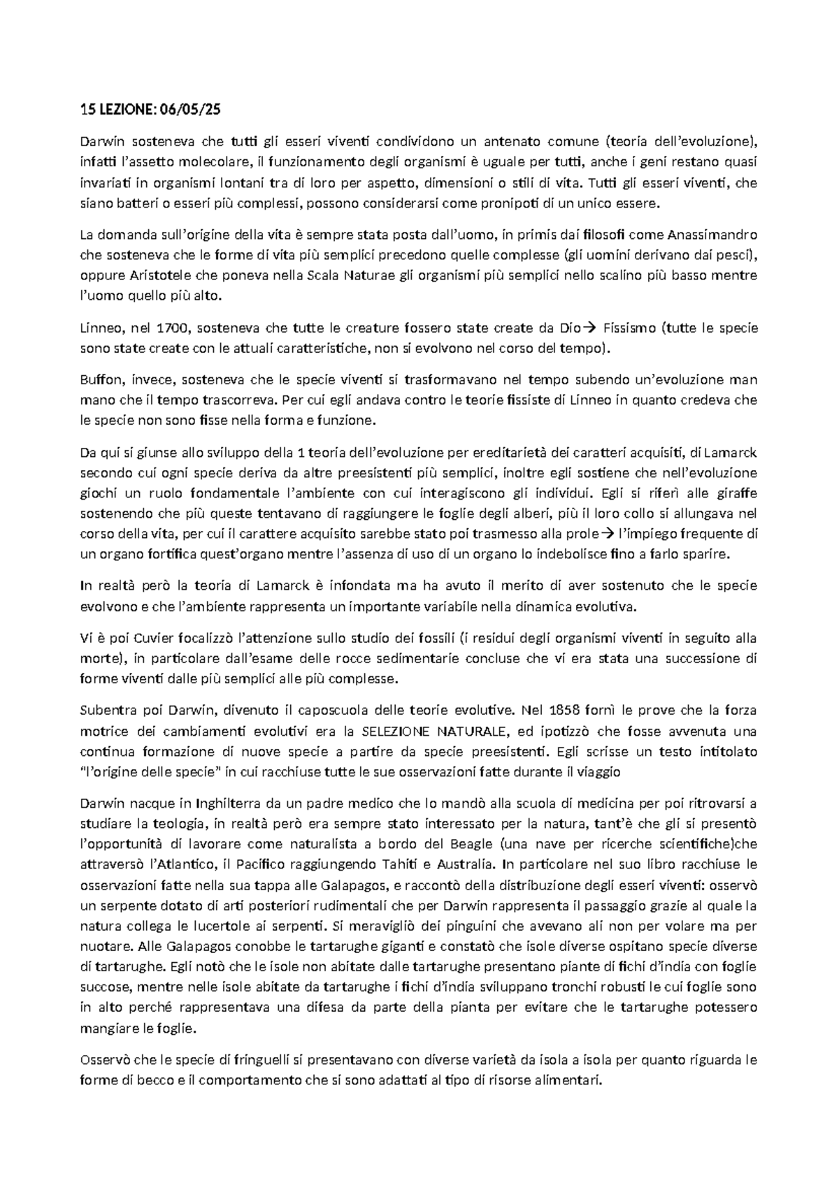 15 LEZIONE: Teorie Evolutive di Darwin e l'Evoluzione del Genere Homo ...