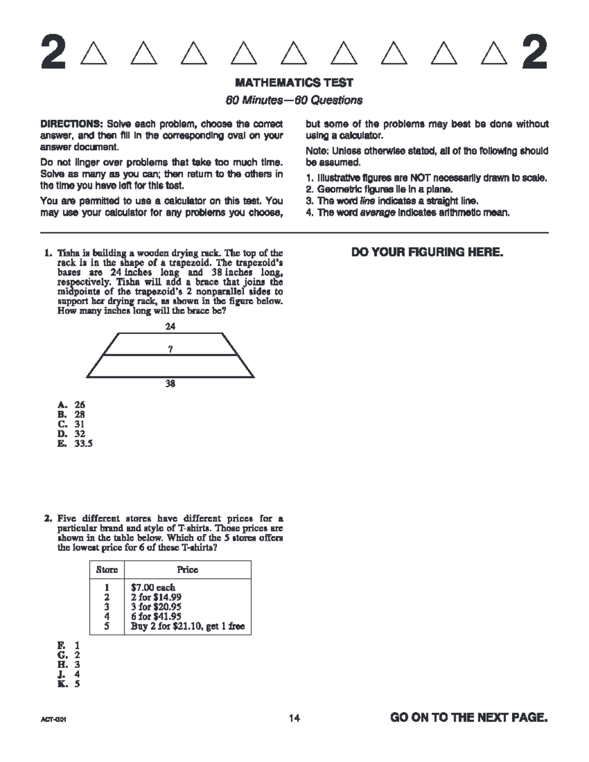 September 2023 G01 - ACT Math Advanced Test Questions & Solutions - Studocu