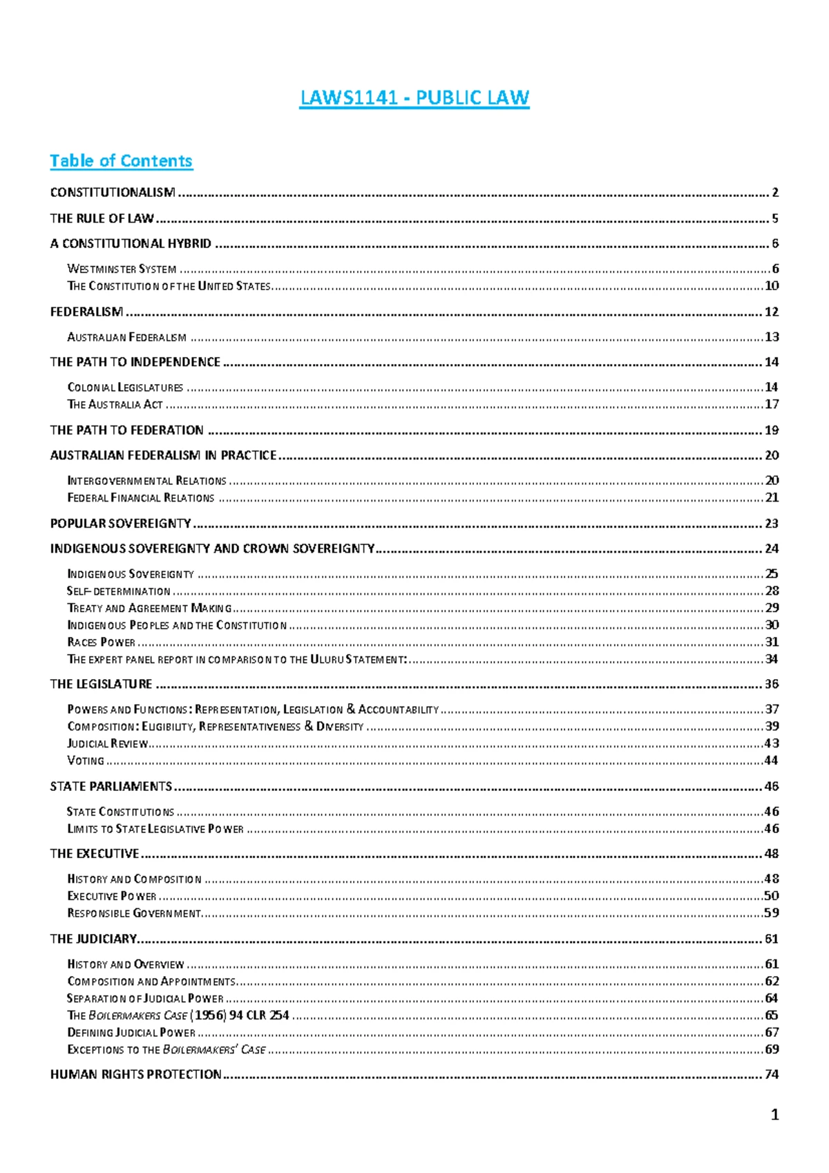 Constitutional Law Analysis - Key Sections Overview (Course Code: L101 ...