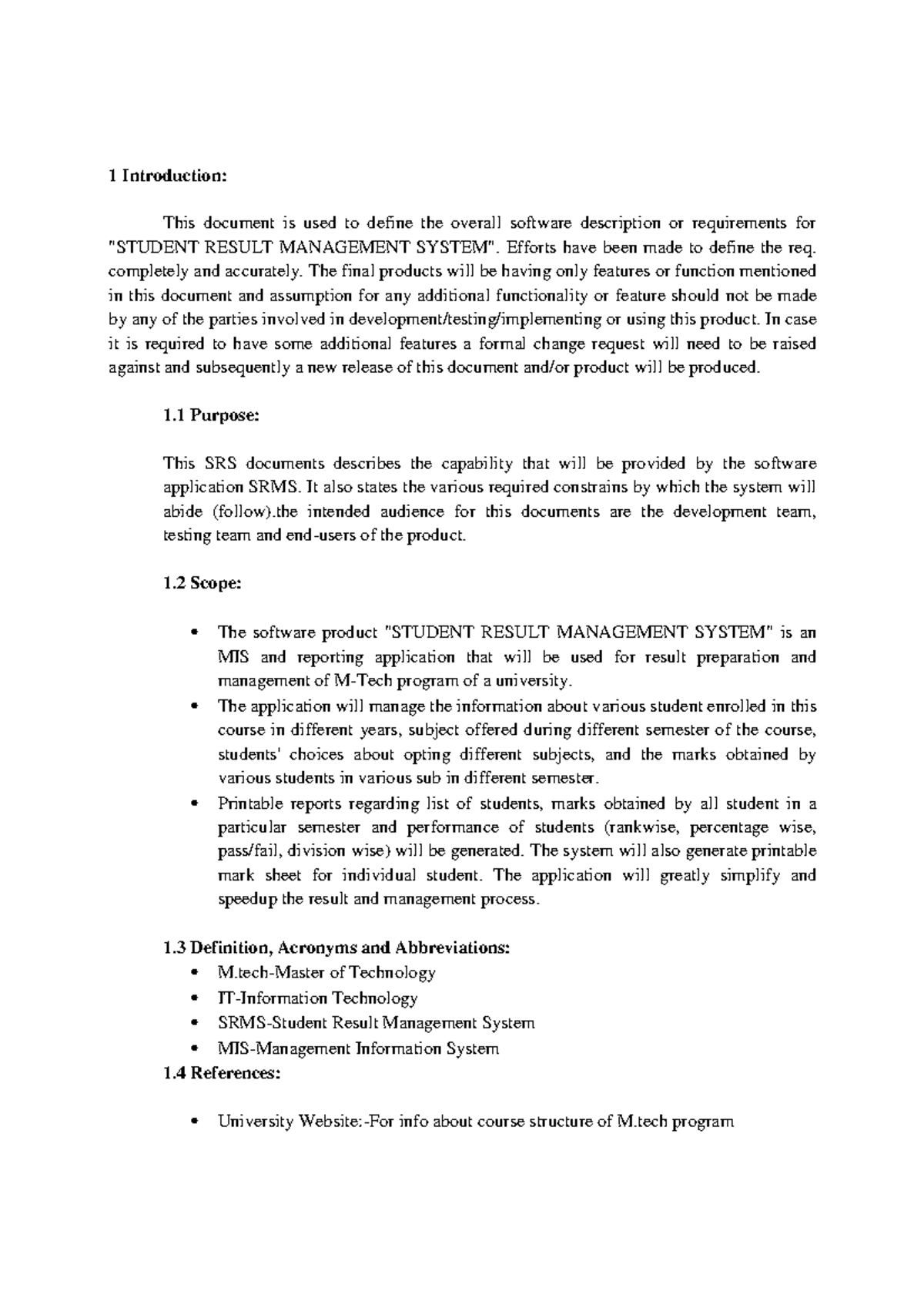 SE SRS - Software Requirements Specification for SRMS - Studocu