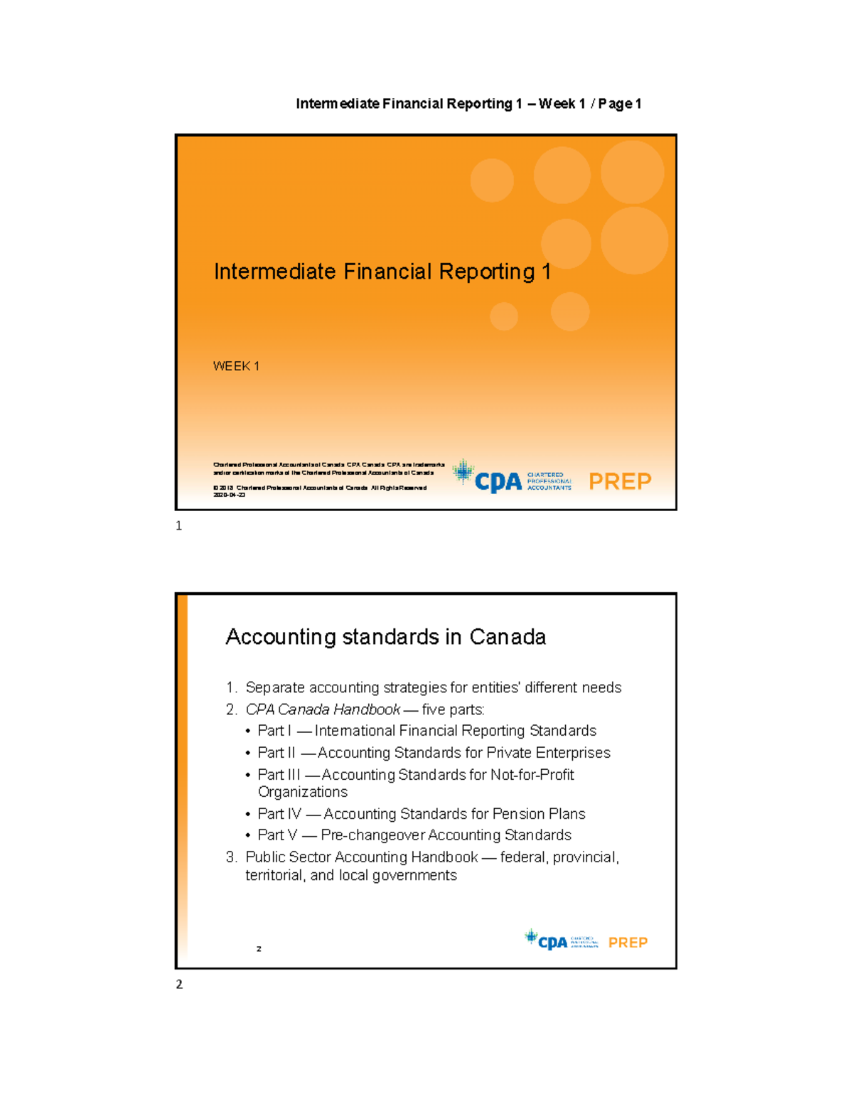 1.3 Slide 1 - Intermediate Financial Reporting 1 WEEK 1 Chartered ...