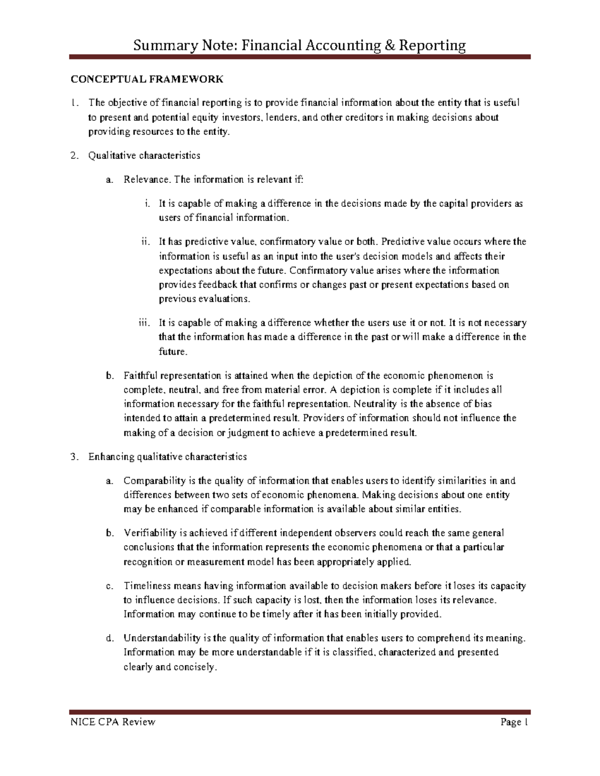 Summary Notes on FAR: Key Concepts in Financial Reporting - Studocu