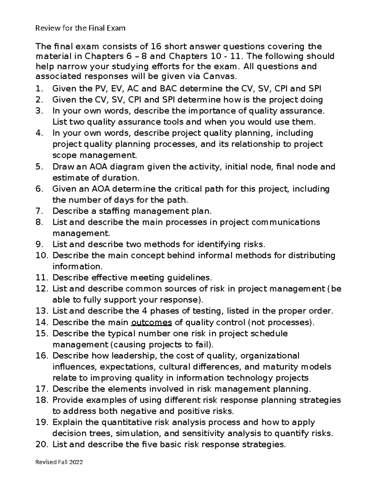 Final Exam Study Guide for CGS1103: Key Concepts and Topics - Studocu