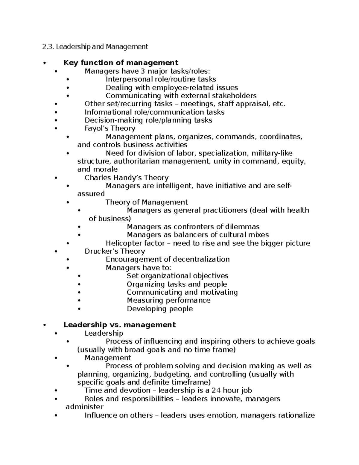 2.3 Leadership and Management: Key Theories and Styles Explained - Studocu