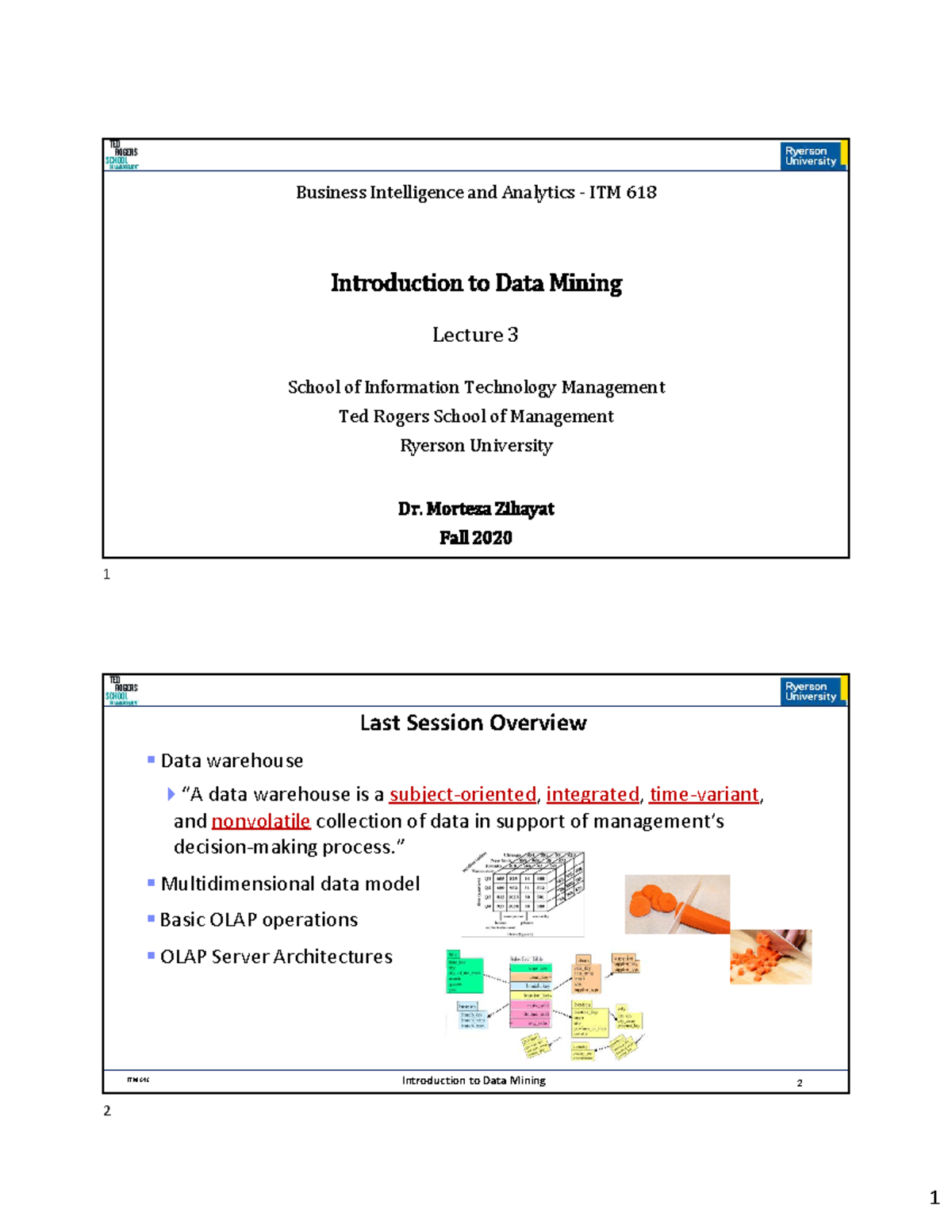 ITM 618 Lecture 3: Business Intelligence and Data Mining Overview - Studocu