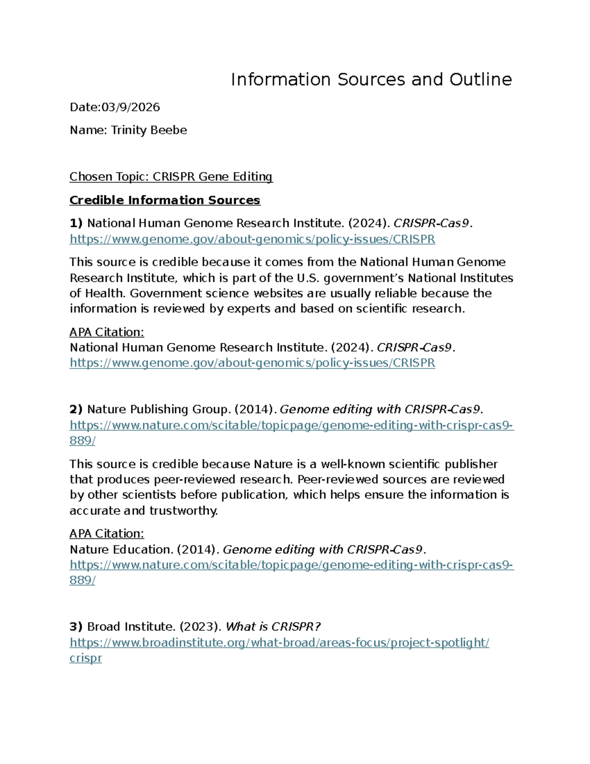 CRISPR Gene Editing: Information Sources & Outline for UMGC Bio Course ...