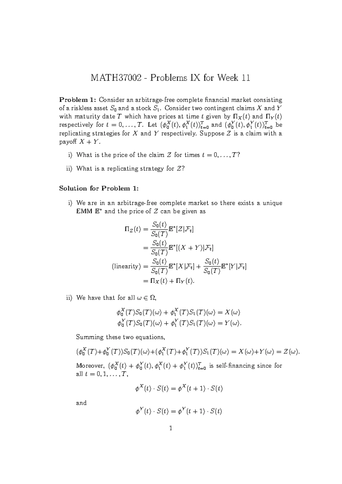 MATH37002 Week 6 Problem Sheet with Solutions and Explanations - Studocu