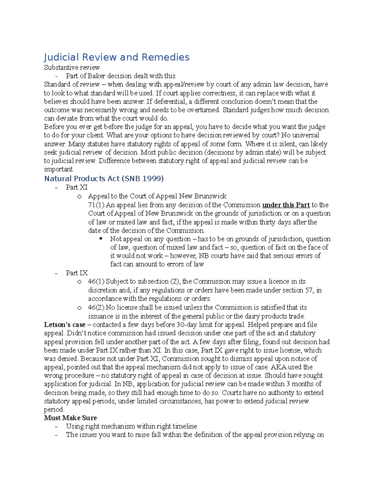 Admin Notes: Key Judicial Review Concepts Post-Midterm - Studocu
