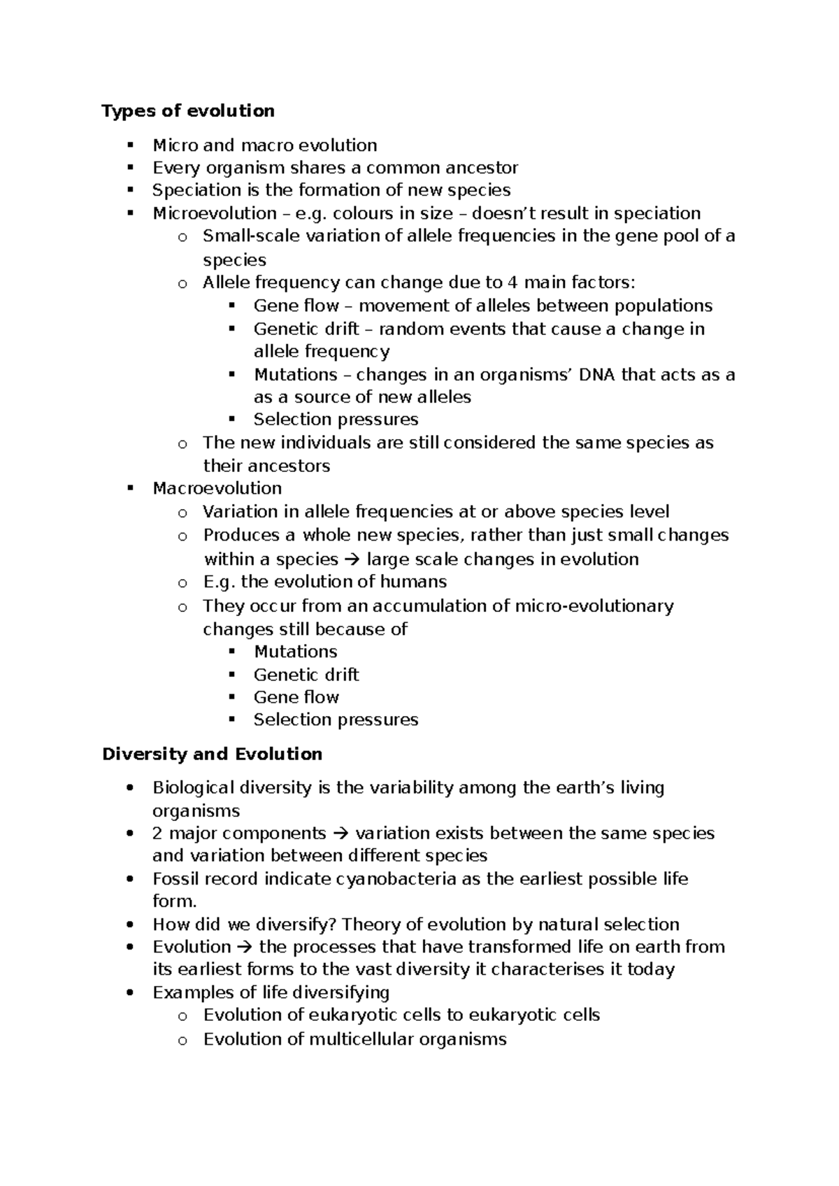 Bio Bible - Bio notes - Types of evolution Micro and macro evolution ...