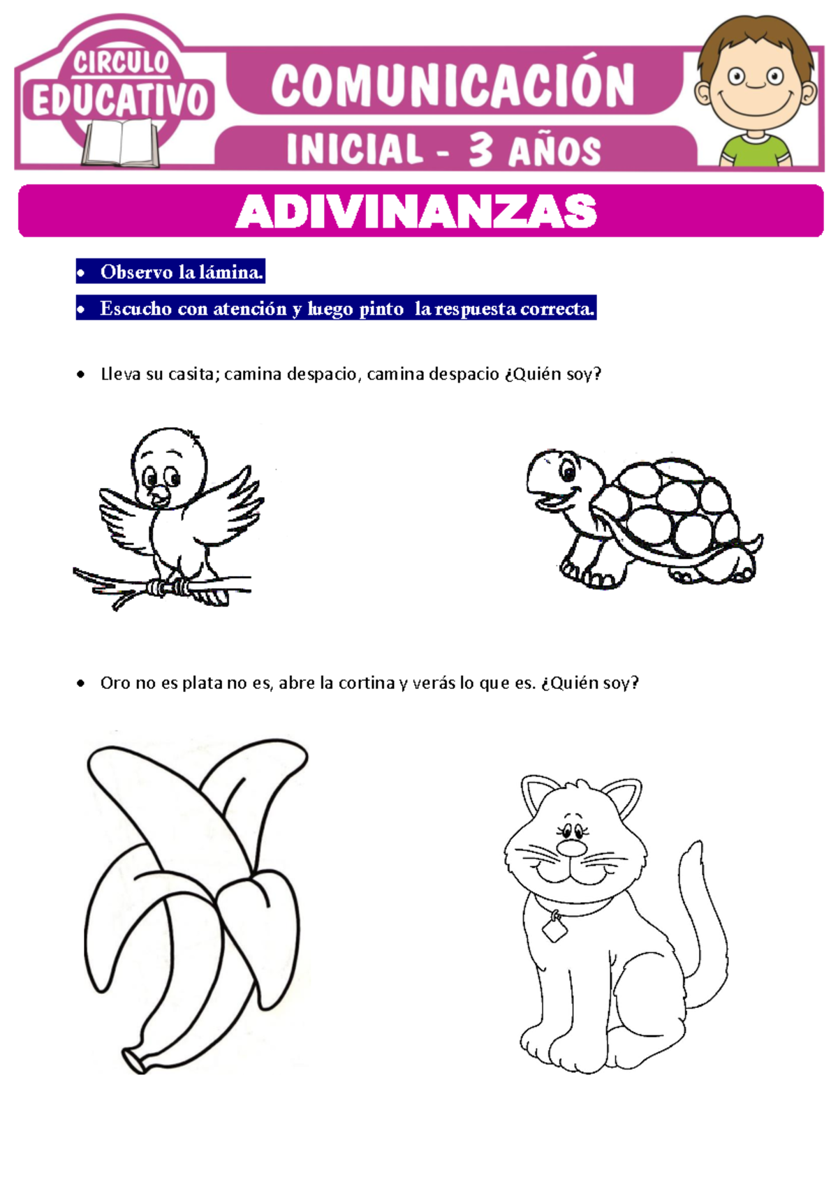 Adivinanzas para Ninos de Tres Anos - Circulo Educativo Observo la ...