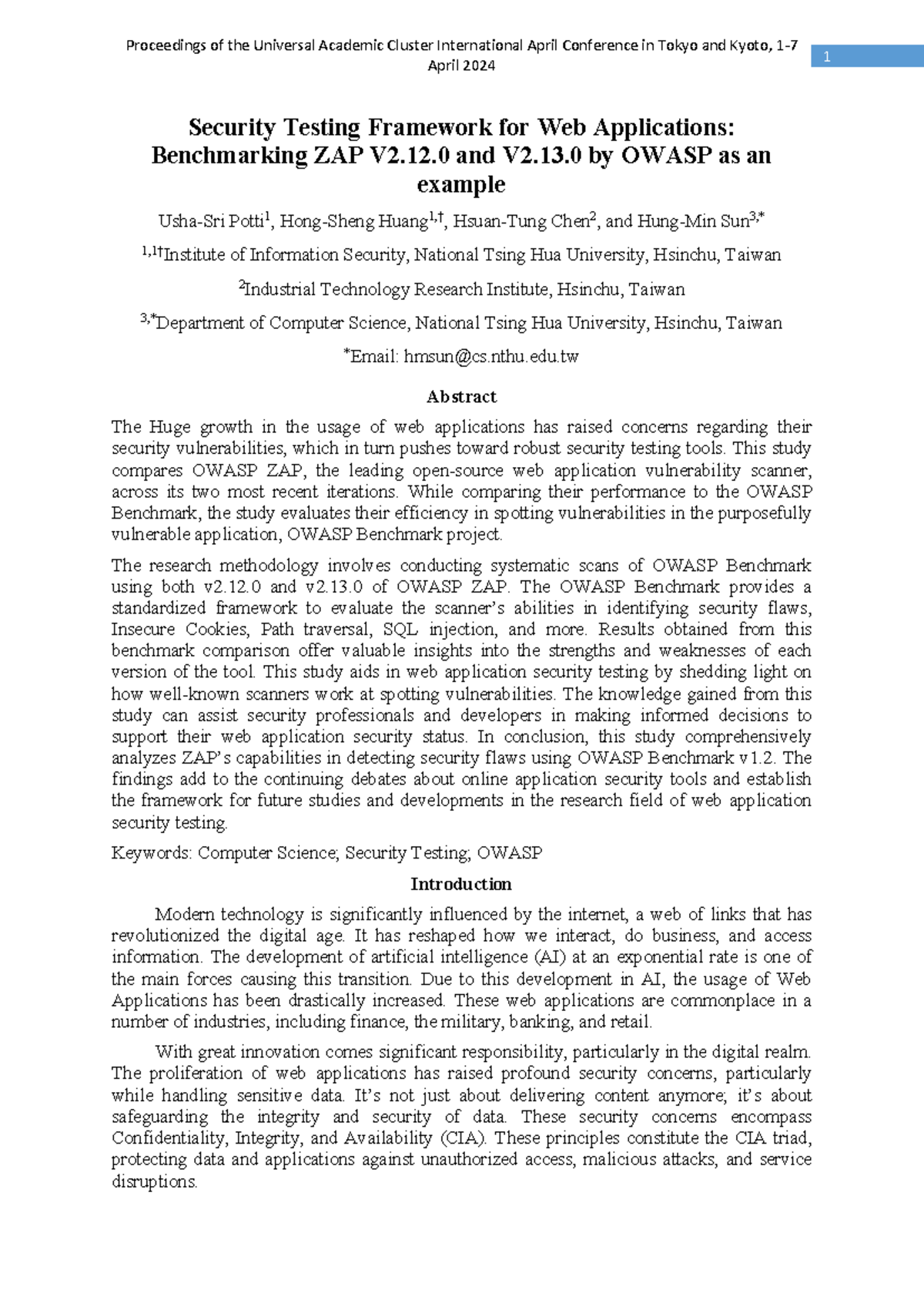 Security Testing Framework for Web Apps: Benchmarking OWASP ZAP V2.12.0 ...