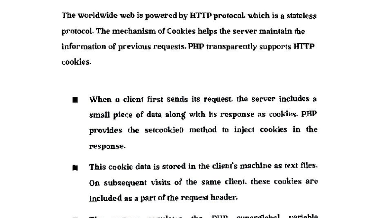 Cookies Management in PHP - CS101 Lecture Notes - Studocu