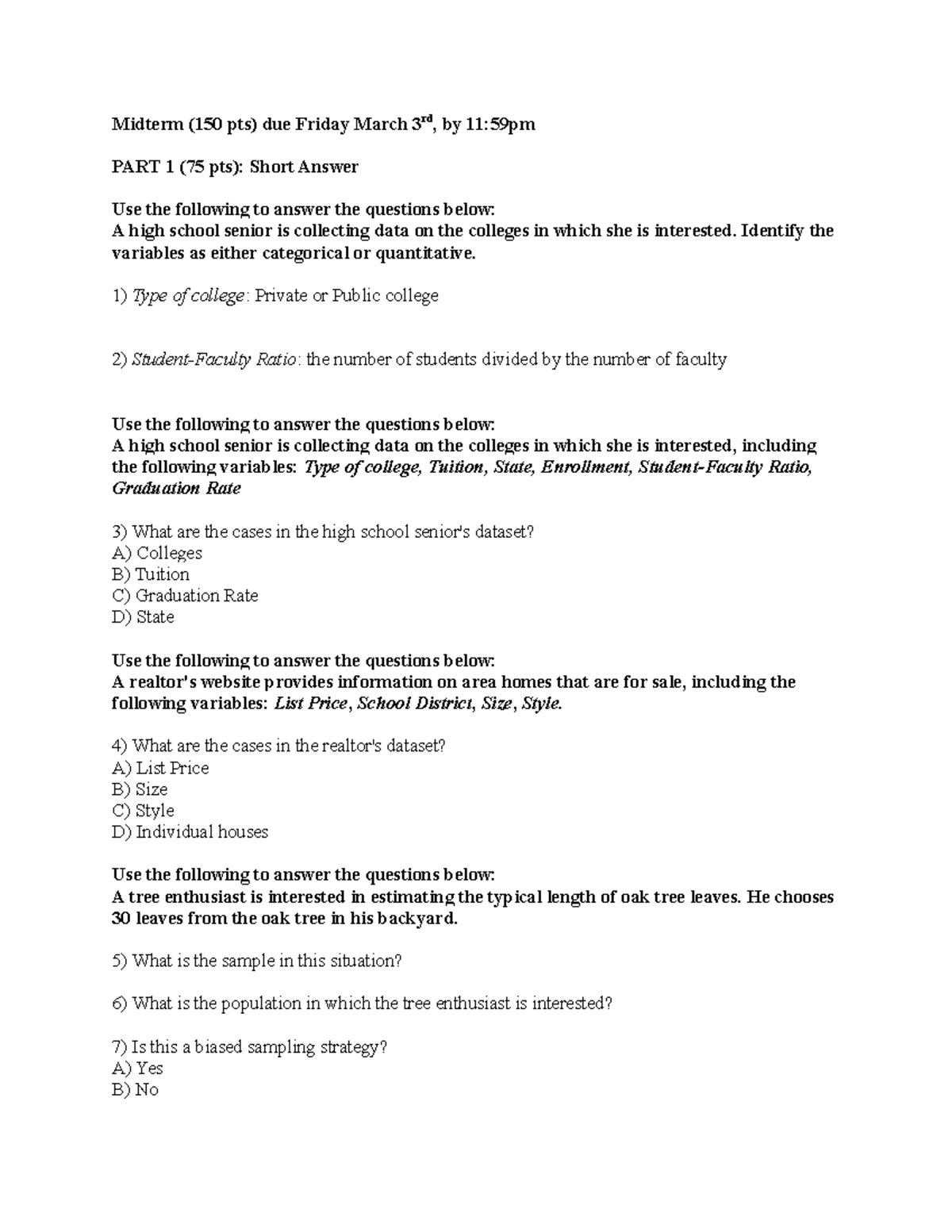 Midterm - Data Collection & Analysis Assignment (150 pts) - Studocu