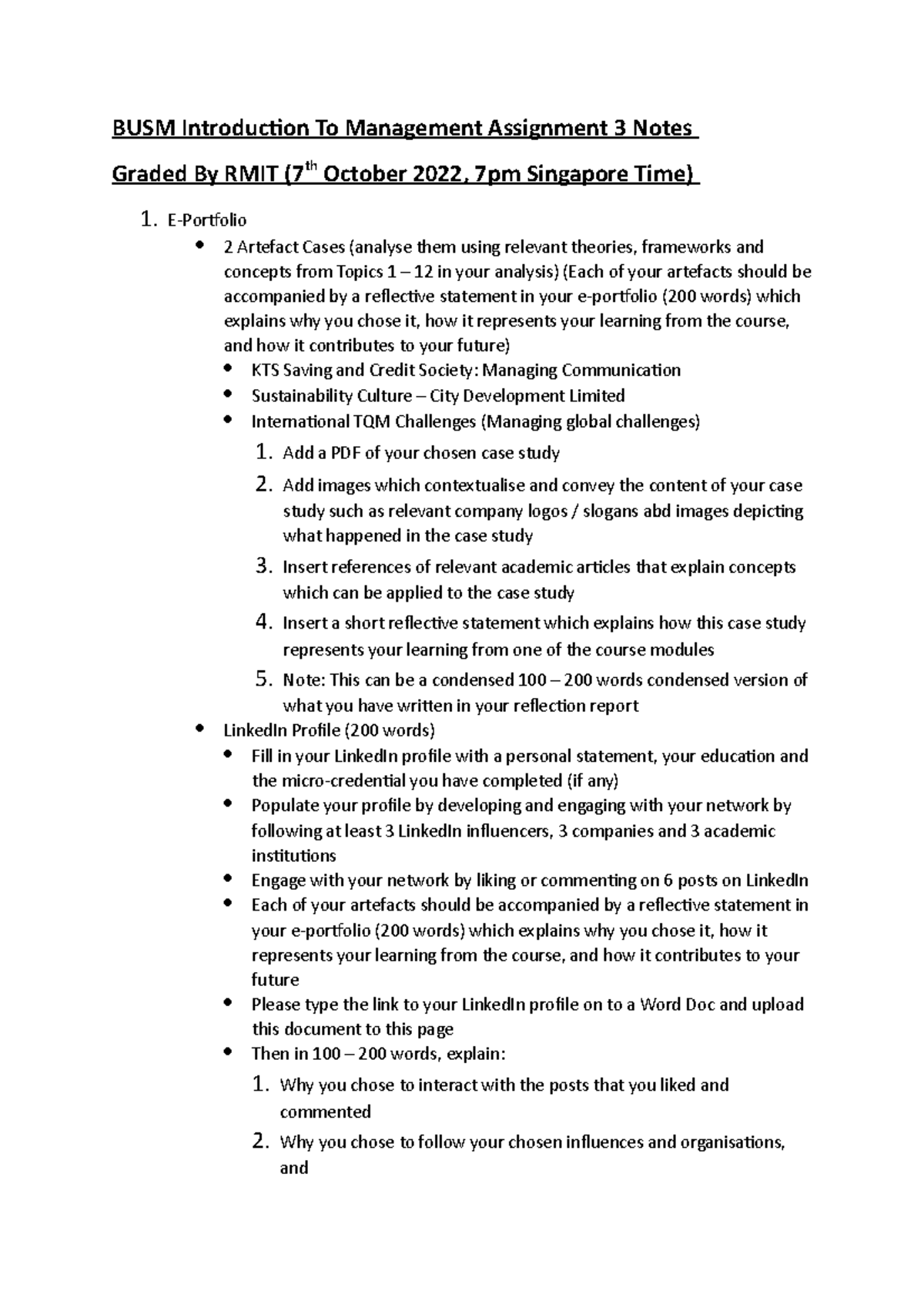 BUSM 4192 Introduction TO Management Assignment 3 Notes - BUSM ...