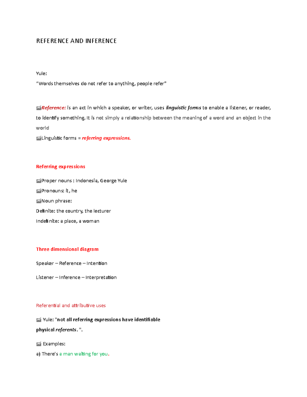 Reference and Inference: An Overview of Linguistic Expressions and Uses ...
