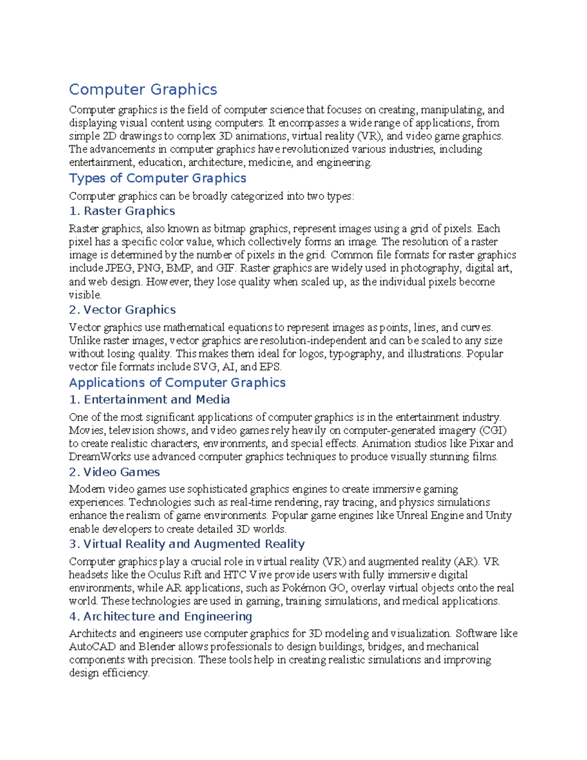 Computer Graphics Assignment Computer Graphics Computer Graphics Is