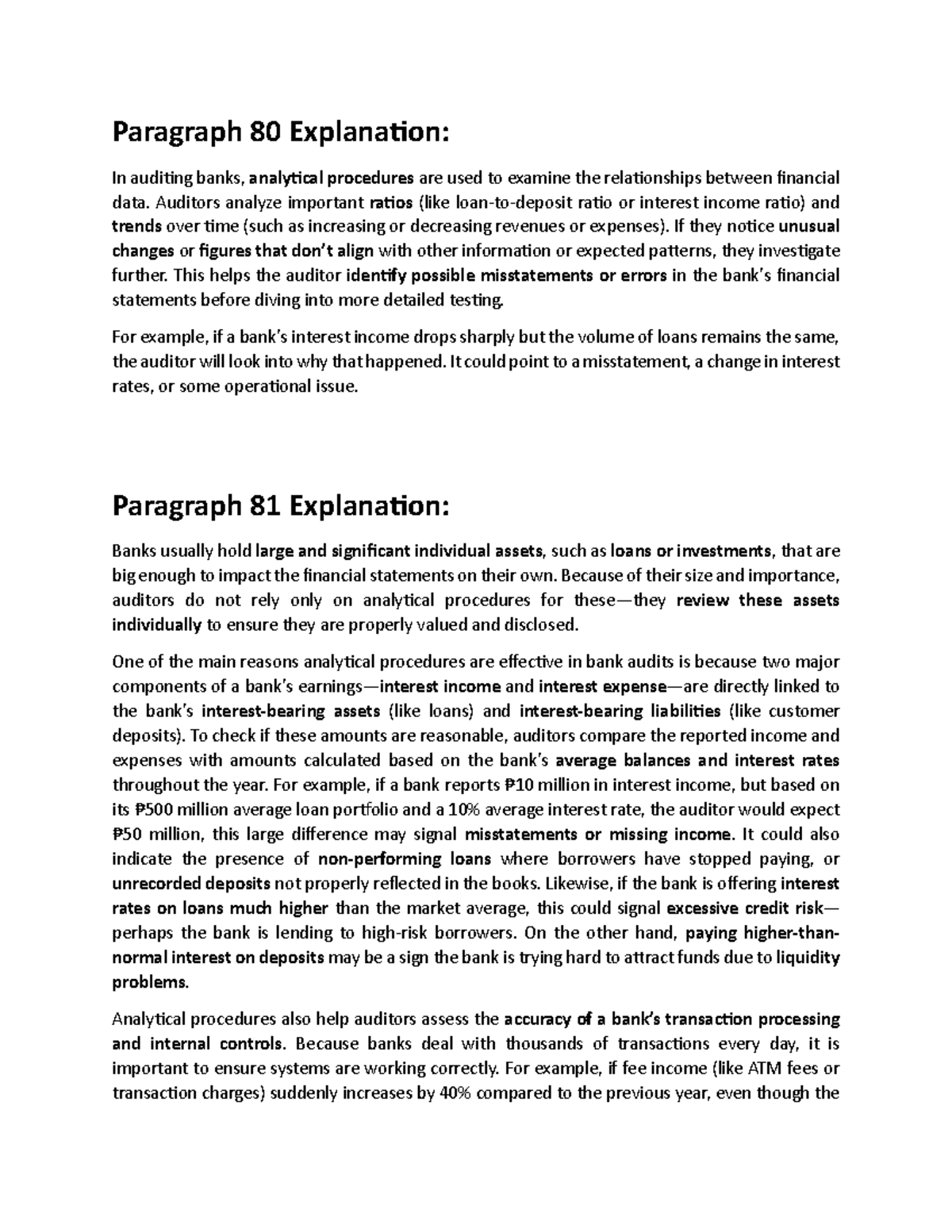 Audit Report Script: Analytical Procedures in Bank Audits (ACCT 301 ...