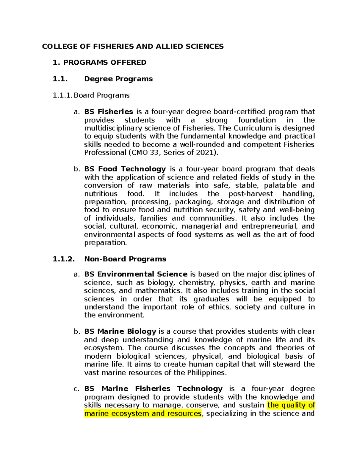 Student Handbook 2025: Programs & Admission Requirements (CFAS) - Studocu