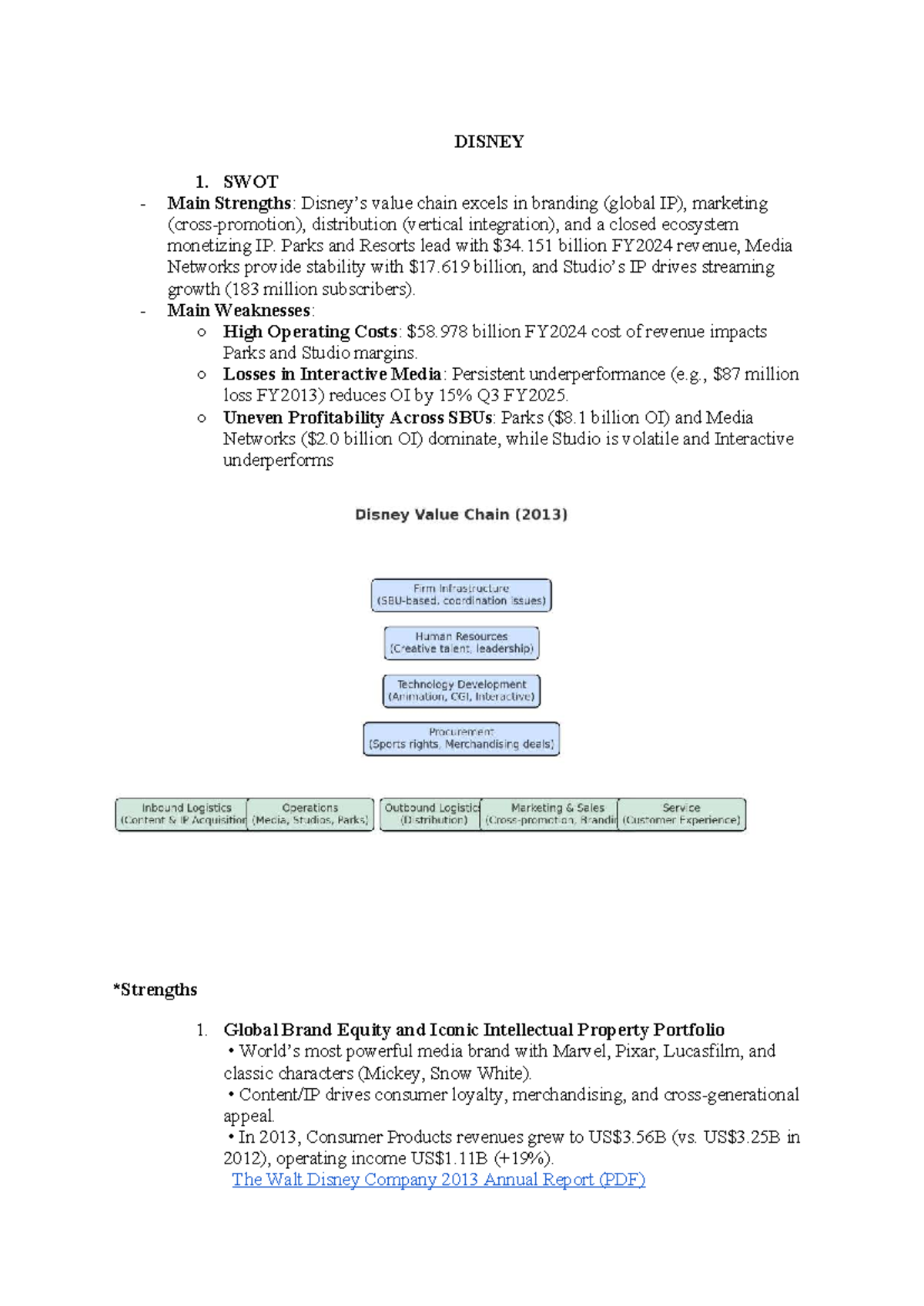 Disney SWOT Analysis and Strategic Recommendations (Course Code: DISNEY ...